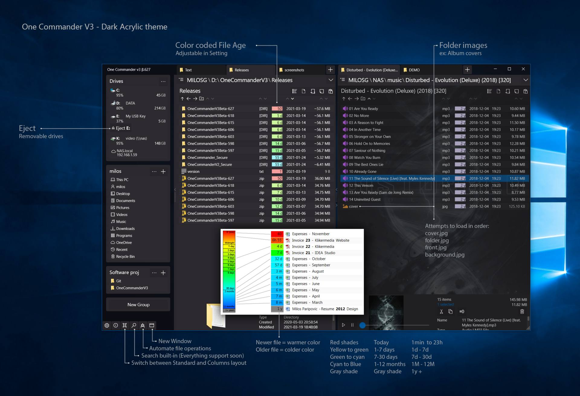 OneCommander Dark Acrylic Theme