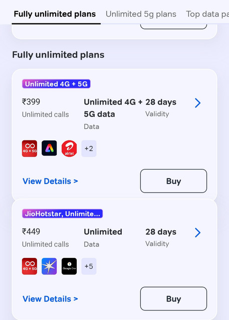 Airtel Unlimited 4G + 5G Plan with 300 GB Data at ₹399/₹449 (28-Day Validity)