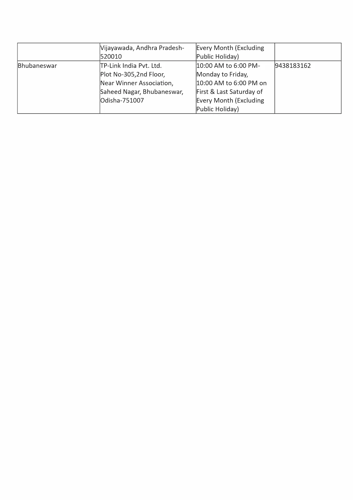 TP-Link Service Center India Locations