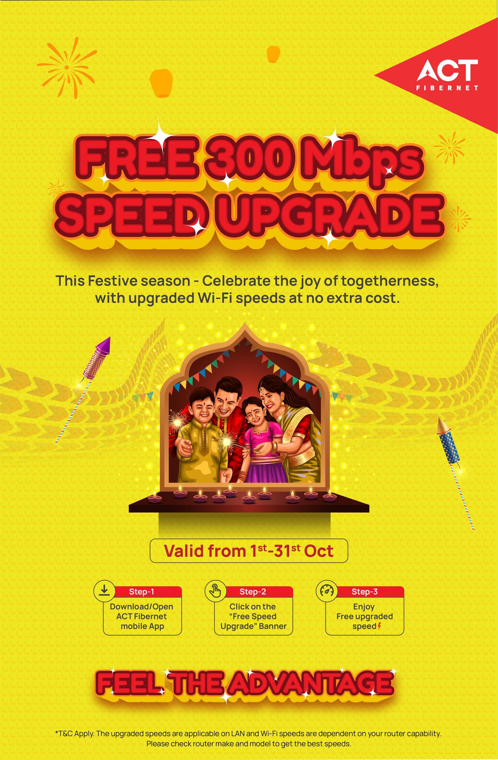 Act Free Festive Upgrade to 300 Mbps